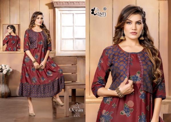 Kinti Black Ocean Vol 10 Rayon Designer Long Kurti Collection